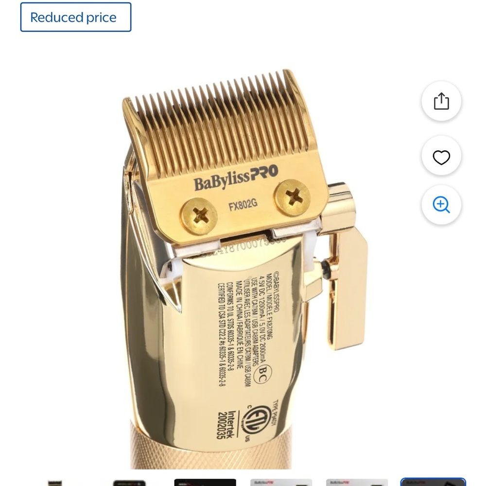 BaBylissPRO GoldFX Cordless Hair Trimmer clippers - Picture 8 of 8